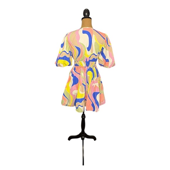 Sincerely Jules Psychedelic Abstract Puff Sleeve Mini Dress Women’s Small - Picture 3 of 12
